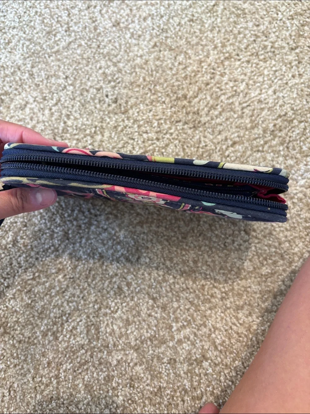 Vera Bradley Navy Quilted Floral Zip-Around Wallet